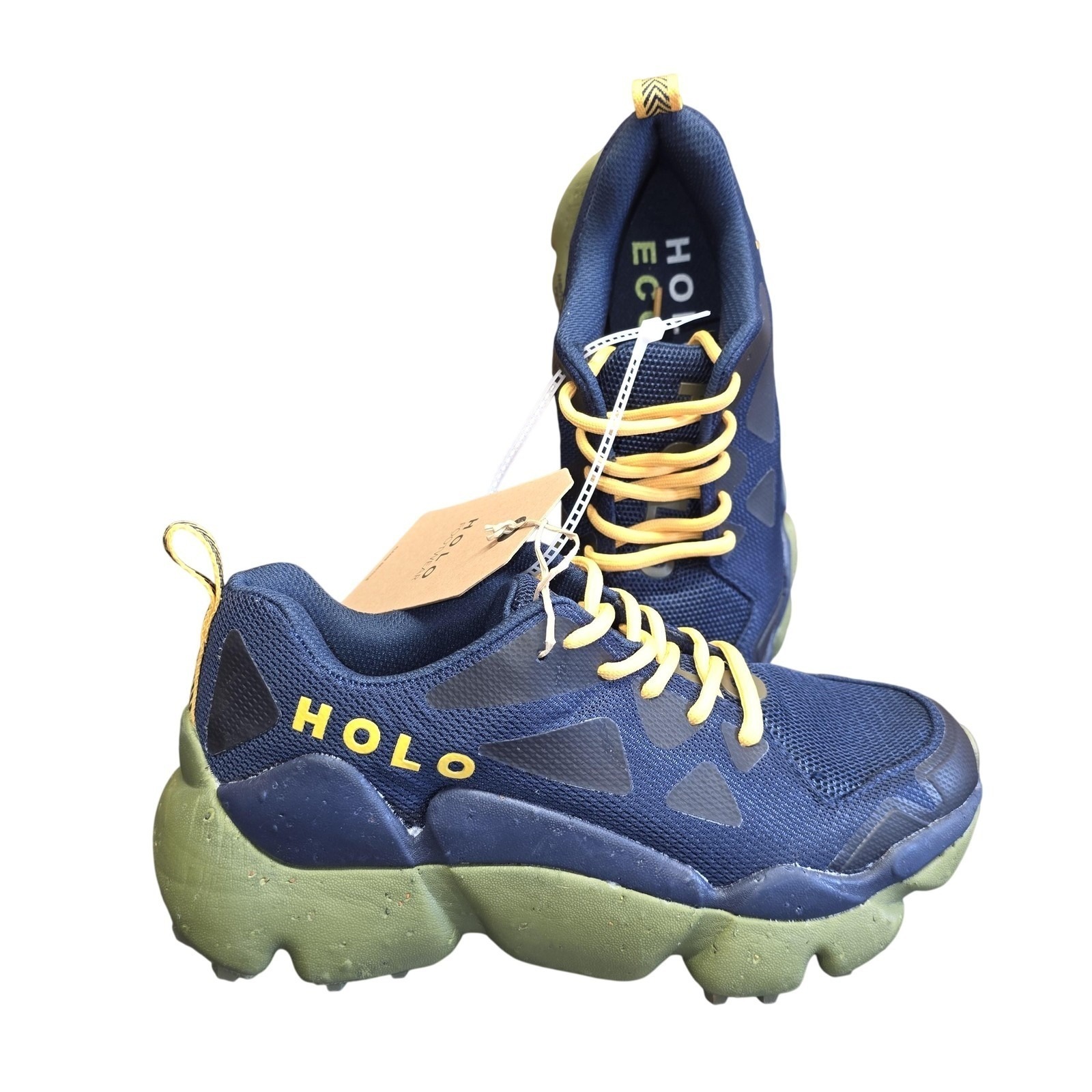 Holo Footwear Holo Eco Shoes Women 7.5 Navy Green Mesh Hiking Sneakers Hw511015
